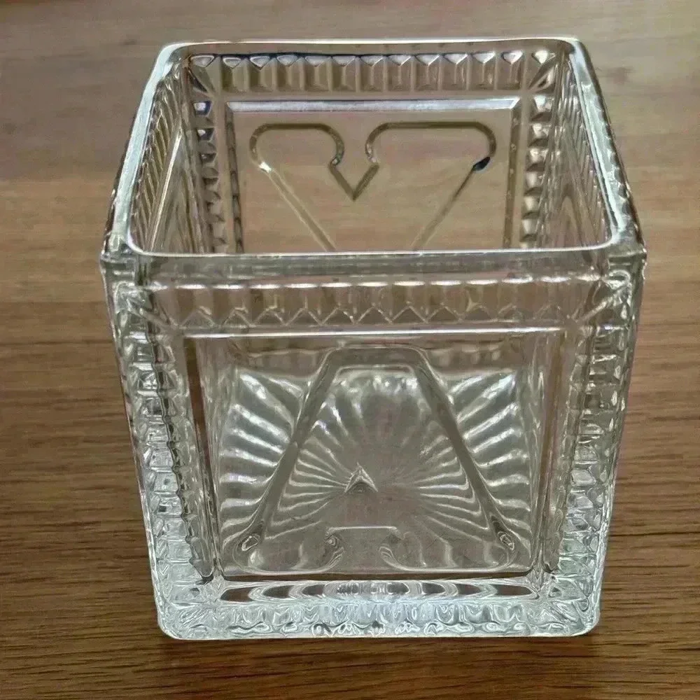 Decorative Glass Vase 3.5”x 4”, letters on outside spell BABY.